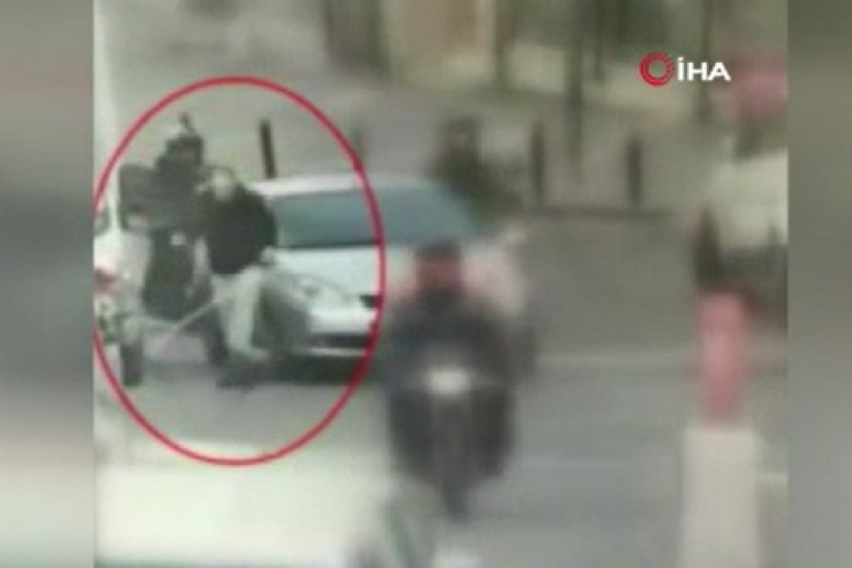 Şişli'de kendisine çarpan sürücüyü darp eden maganda kamerada
