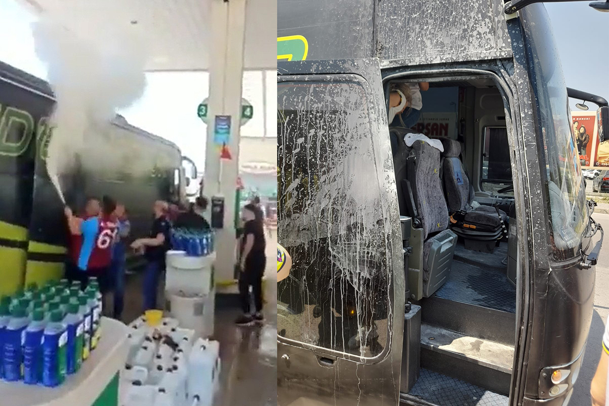 Fenerbahçe taraftarlarını taşıyan otobüse saldırı