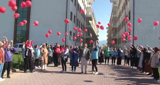 Öğrenciler gökyüzüne 103 balon bıraktı