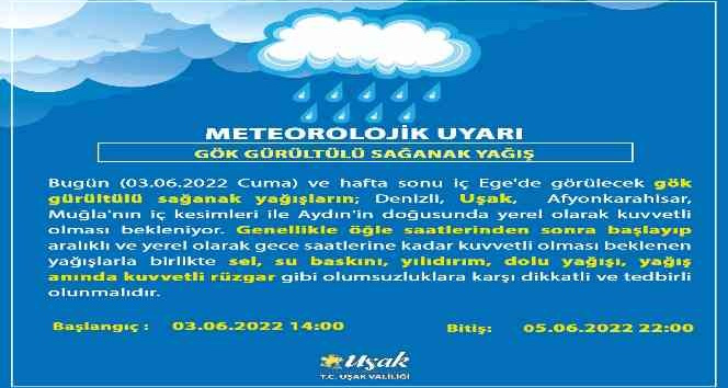 Uşak’ta sel uyarısı