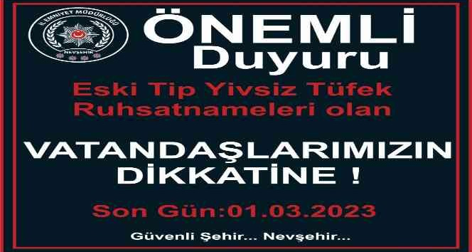 Emniyet Müdürlüğü uyardı; "Eski tip yivsiz tüfek ruhsatnamelerini yeniletmeyi unutmayın"