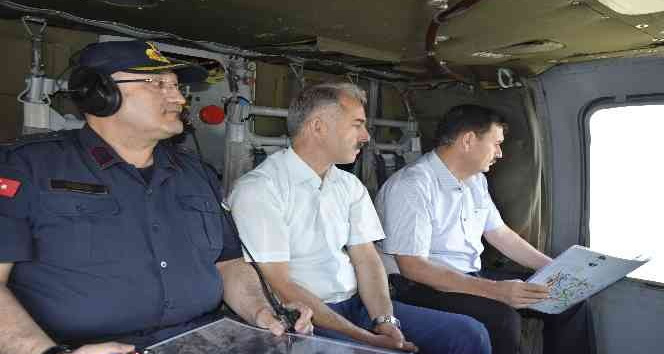 Burdur’u Antalya’ya bağlayan yollarda jandarmadan helikopter destekli trafik denetimi