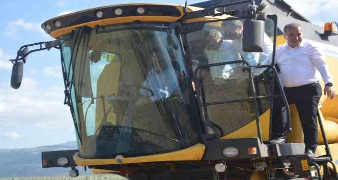 Binali Yıldırım biçerdöverle buğday hasadı yaptı