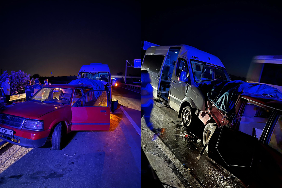 Antalya'da tur minibüsü kamyonete çarptı: 4'ü turist 11 yaralı