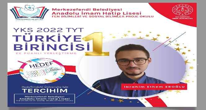 Merkezefendi Anadolu İmam Hatip Lisesi, TYT Türkiye birincisi çıkardı