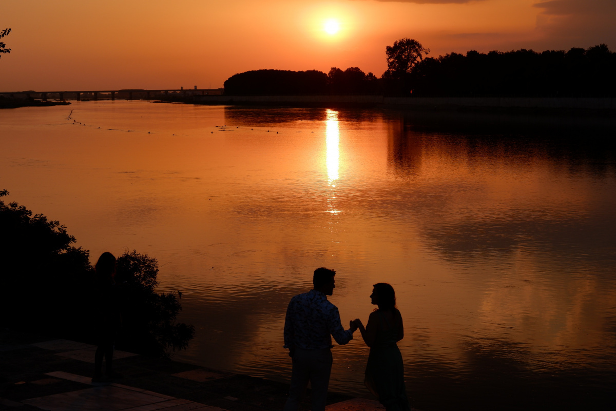 Meriç Nehri'nde hayran bırakan gün batımı manzarası