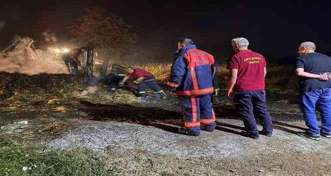 Yalova’da saman yüklü kamyon alevlere teslim oldu