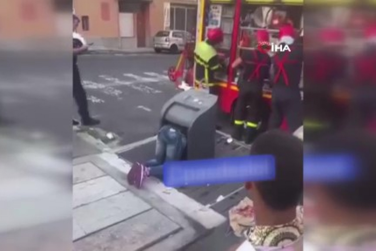 Fransa’da ilginç olay: Düşen telefonunu almaya çalışırken çöp konteynerine sıkıştı