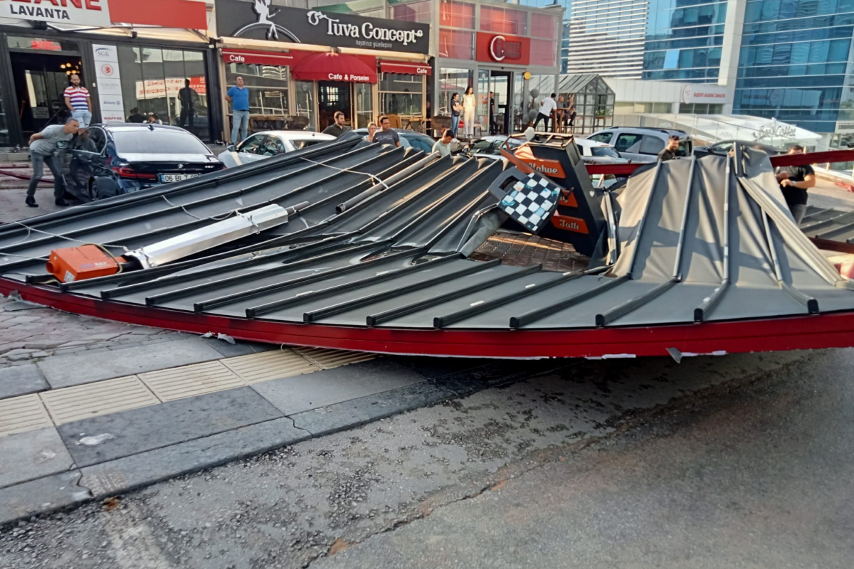 Başkent&#039;te fırtına restoranın çatısını uçurdu