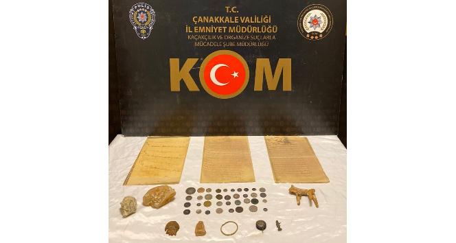 Çanakkale’de tarihi eserler ele geçirildi