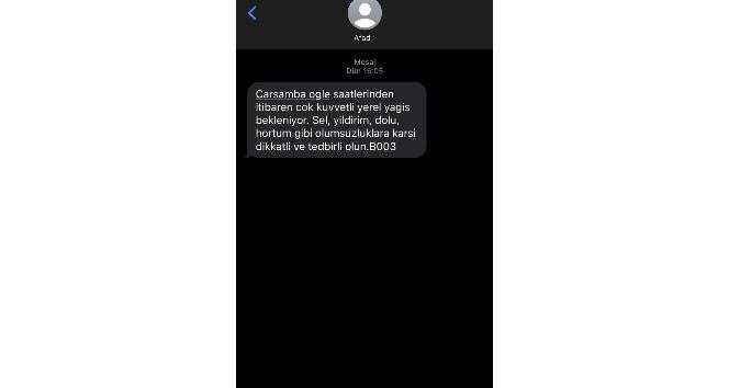Kısa mesajla yağış uyarısı