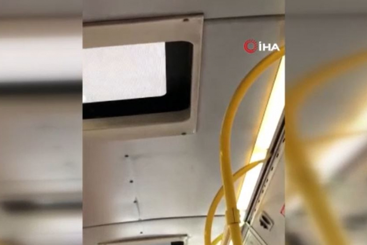 İETT otobüsü tavanından su aldı