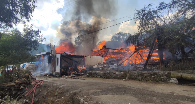 Kastamonuda 10 ev küle döndü: Evlerinin yanışını çaresizlikle izlediler