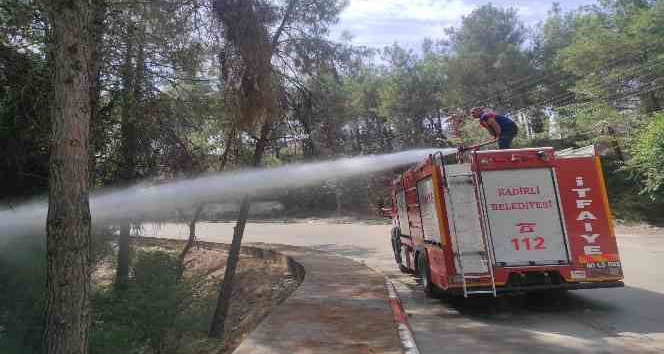 Kadirli’de çamlık alanda çıkan yangın büyümeden söndürüldü