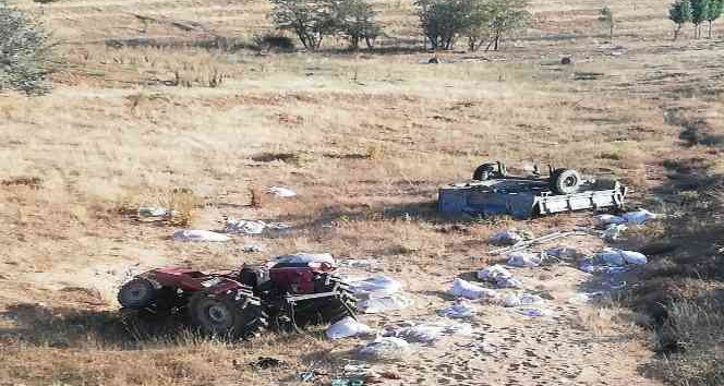Şarampole devrilen traktörde bulunan 2 kişi hayatını kaybetti, 1 kişi yaralandı