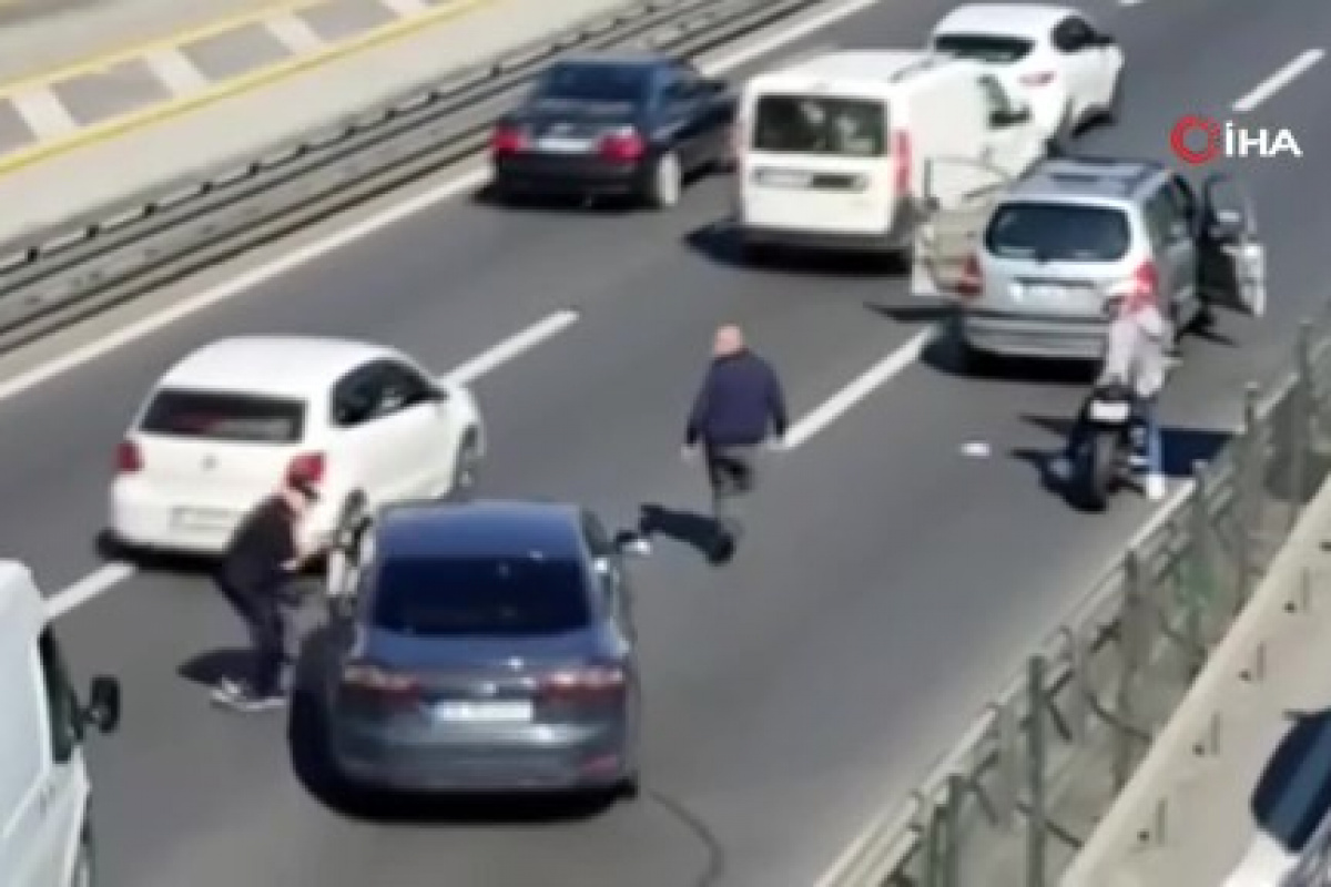 E5 Karayolu’nda tartıştığı sürücünün üzerine aracını böyle sürdü