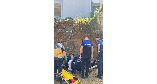 Temeli kazılan inşaatta çökme:1 yaralı
