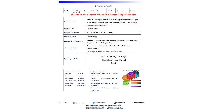 Tunceli’de sağanak yağış uyarısı