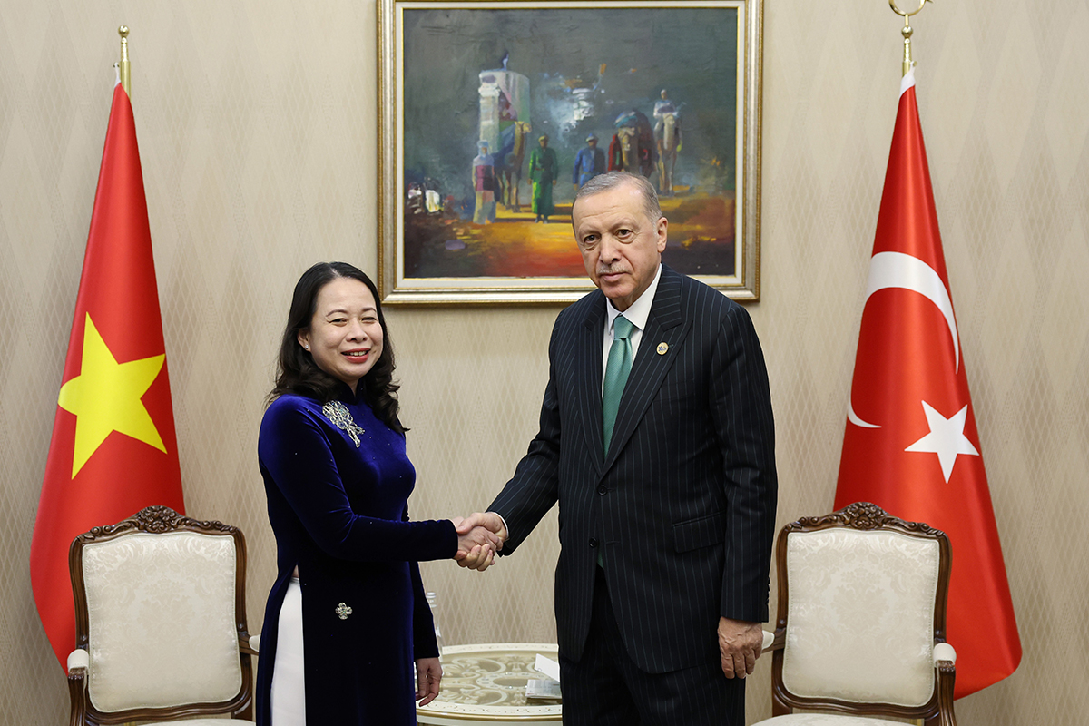 Cumhurbaşkanı Erdoğan, Vietnam Cumhurbaşkanı Yardımcısı Vo Thi Anh Xuan ile görüştü