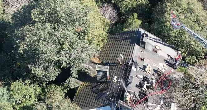 Boğaziçi Üniversitesi’nde yangın: Söndürme çalışmaları dron ile görüntülendi