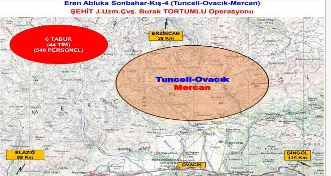 Tunceli’de Eren Abluka Sonbahar-Kış-4 Şehit Jandarma Uzman Çavuş Burak Tortumlu operasyonu başlatıldı