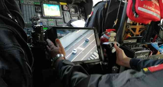 Ordu’da jandarma ekiplerinden helikopterli trafik denetimi