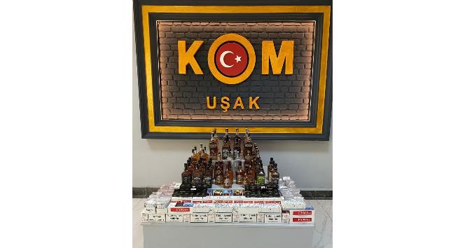 Uşak’ta yüklü miktarda kaçak makaron ve alkol ele geçirildi