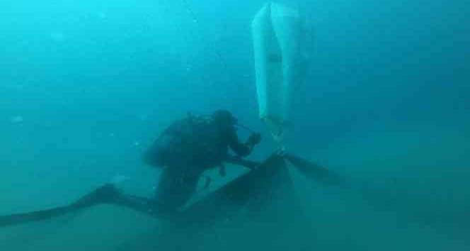 Çanakkale Boğazı’nda 350 metrekare hayalet ağ çıkartıldı