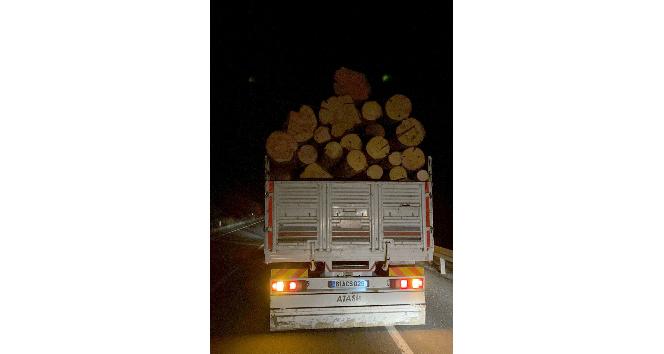 Yola savrulan tomruklar otomobile çarptı: 1 yaralı