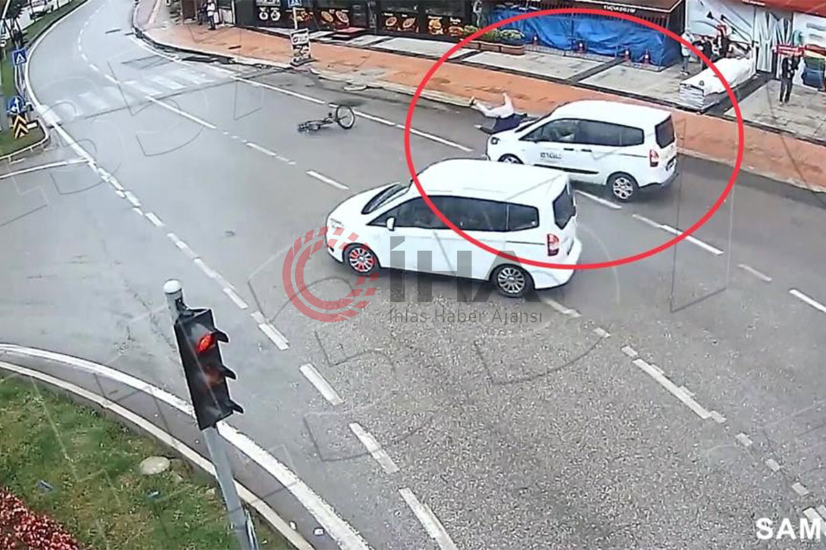 Ticari aracın çarptığı bisiklet sürücüsü havada taklalar attı