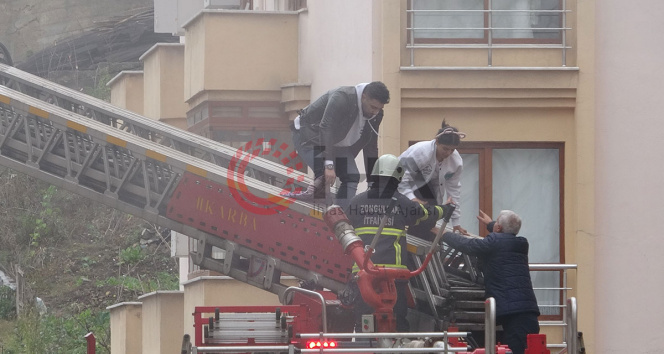 Zonguldakta yangın paniği, öğrenciler böyle kurtarıldı