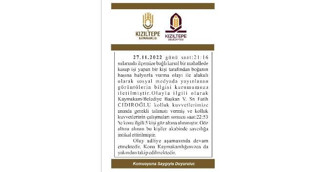 Kızıltepe Kaymakamlığından gözaltına alınan kasap hakkında açıklama