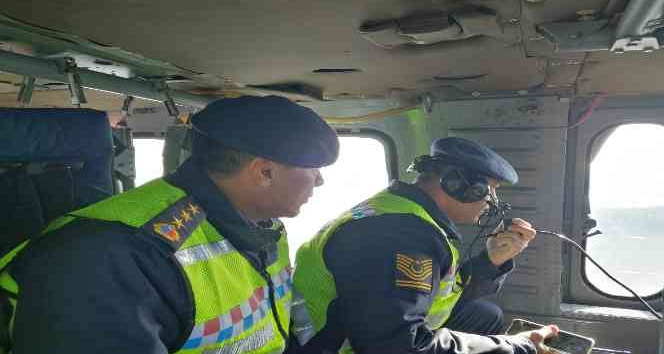 Ordu’da helikopter ile trafik denetimi