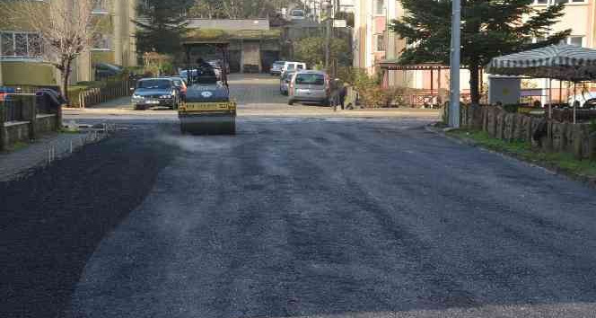 Çaycuma Belediyesi parke üzerine sıcak asfalt döktü