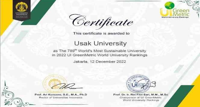 Uşak Üniversitesi “UI GreenMetric” sıralamasında 3 yıl üst üste ilk 1000’de