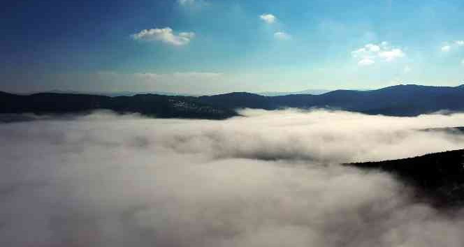Sisle kaplanan Akdağmadeni ormanları havadan görüntülendi