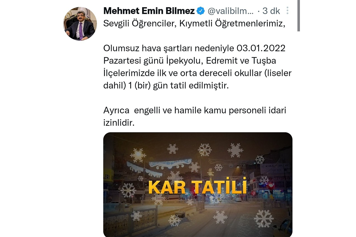 Van'da okullara kar engeli
