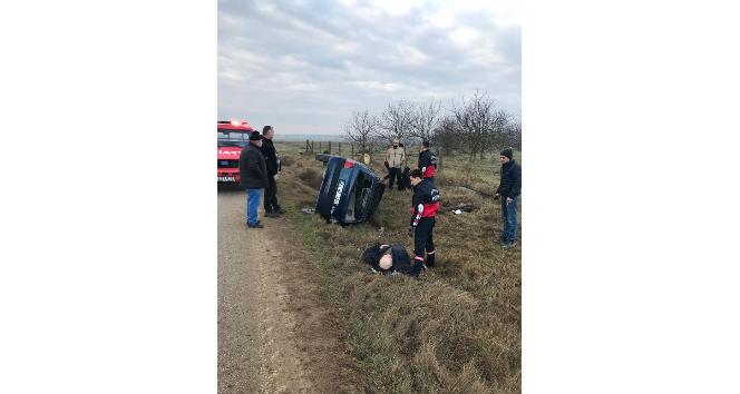 Kırklareli’nde şarampole devrilen otomobilde 3 kişi yaralandı