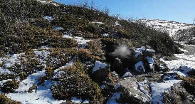 Nemrut’un yazın kuruyan “Buhar Bacaları” kışın yeniden aktifleşti