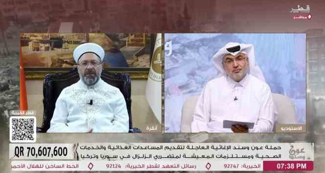 Diyanet İşleri Başkanı Erbaş, Qatar TV’de depremzedeler için yapılan yardım programına katıldı
