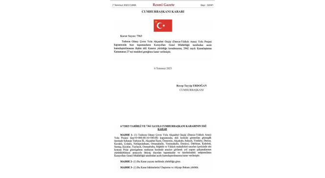 G&uuml;ney &Ccedil;evre Yolu i&ccedil;in kamulaştırma kararı
