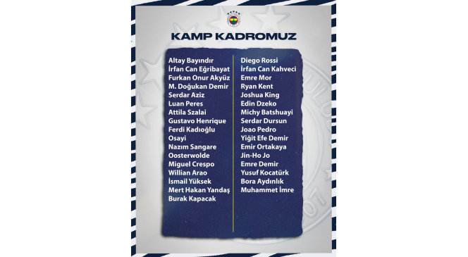 Fenerbahçe’nin Rusya hazırlık kampı kadrosu belli oldu