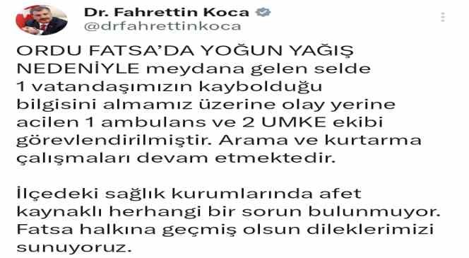Ordu’da kaybolan kadın için arama çalışması başlatıldı