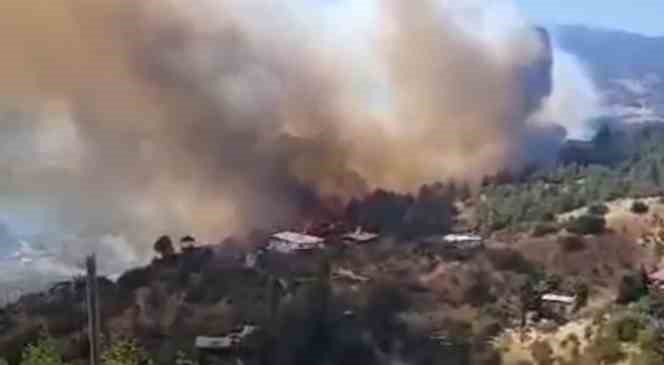 Kahramanmaraş&rsquo;taki orman yangını evlere sı&ccedil;radı 