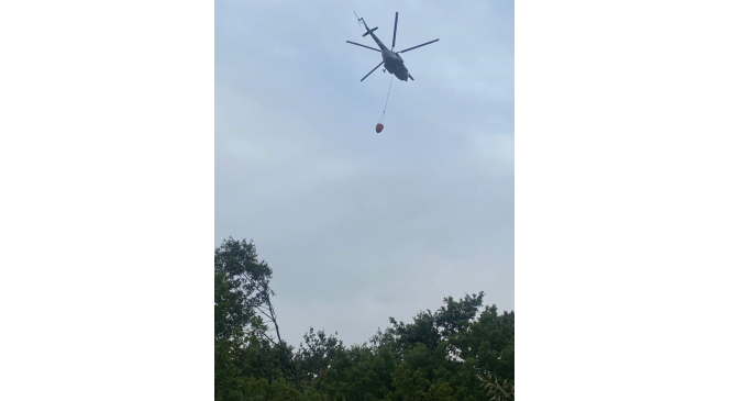 Araziye yıldırım d&uuml;şt&uuml;, yangın meydana geldi
