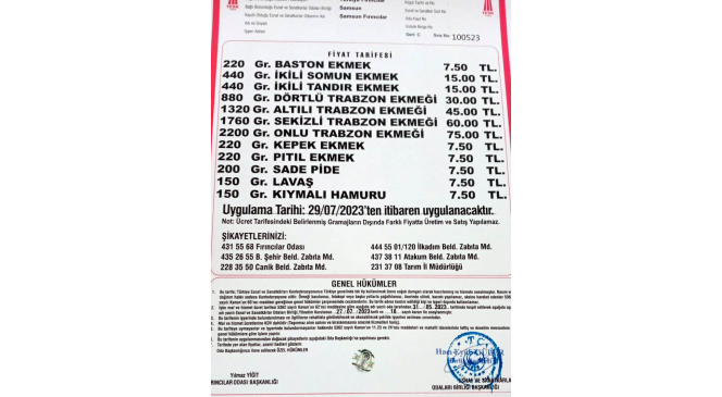 Samsun'da 5 TL olan ekmeğin fiyatı 7,5 TL'ye çıktı