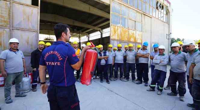 İtfaiyeden yangınlara karşı m&uuml;dahale eğitimi
