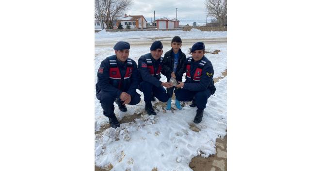 Devriye gezen jandarmayı durdurup depremzedeler için kumbarasındaki parasını verdi
