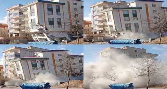 Kahramanmaraş’ta deprem anında yaşanan panikle bir binanın yıkılması anbean kamerada