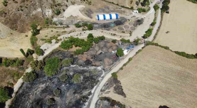 Mangal K&ouml;m&uuml;r&uuml; ocağından &ccedil;ıkan yangın dron ile g&ouml;r&uuml;nt&uuml;lendi
